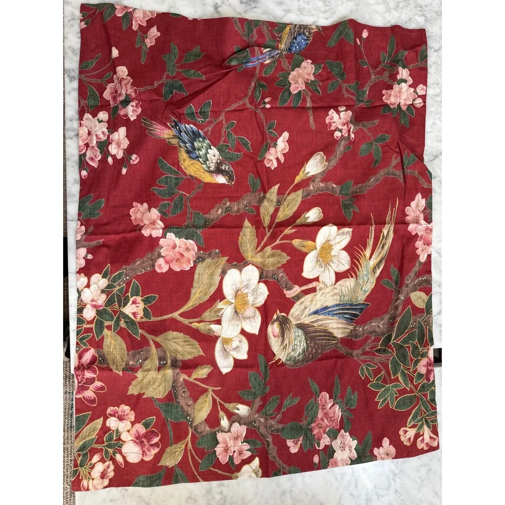 Pottery Barn Nola Songbird Standard Pillow Sham Red Multi Chinoiserie Cotton